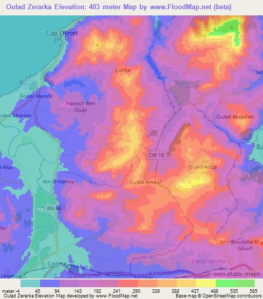 Oulad Zerarka,Algeria Elevation Map