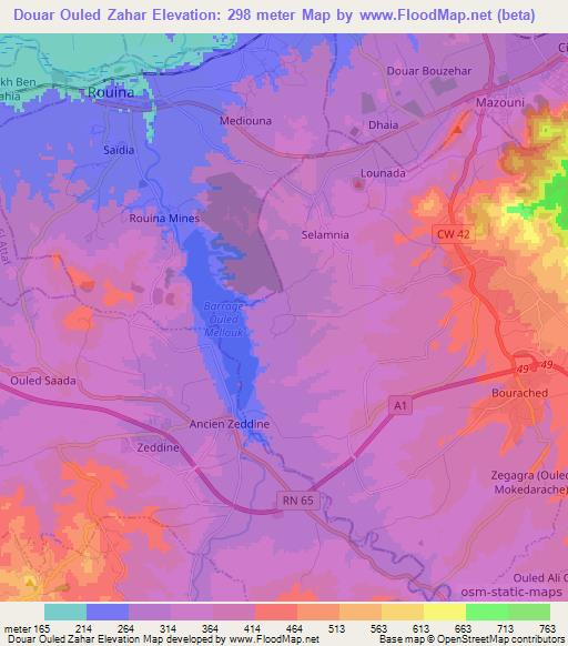Douar Ouled Zahar,Algeria Elevation Map