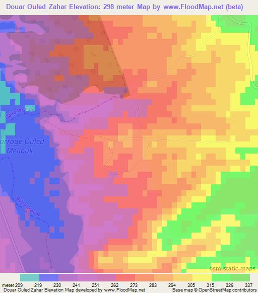 Douar Ouled Zahar,Algeria Elevation Map