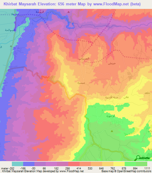 Khirbat Maysarah,Jordan Elevation Map