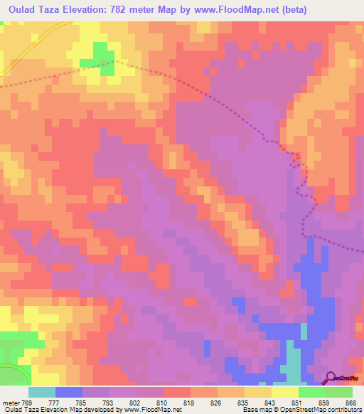 Oulad Taza,Algeria Elevation Map