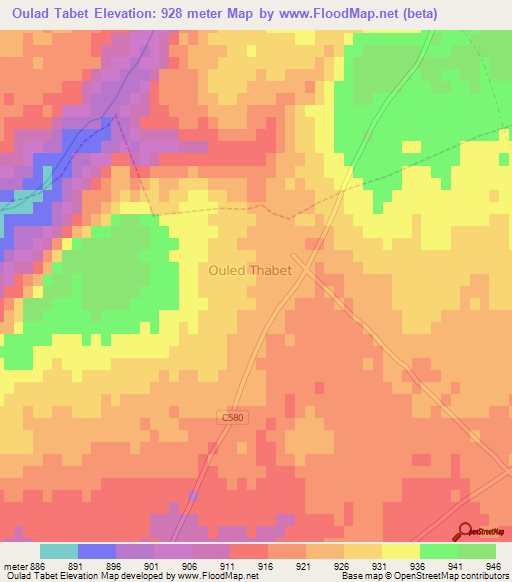 Oulad Tabet,Algeria Elevation Map