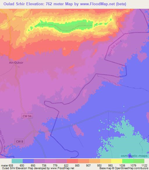 Oulad Srhir,Algeria Elevation Map