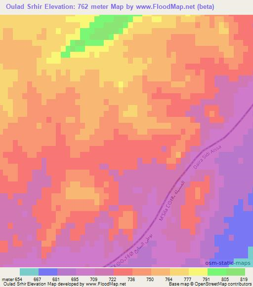 Oulad Srhir,Algeria Elevation Map