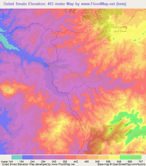 Oulad Smain,Algeria Elevation Map