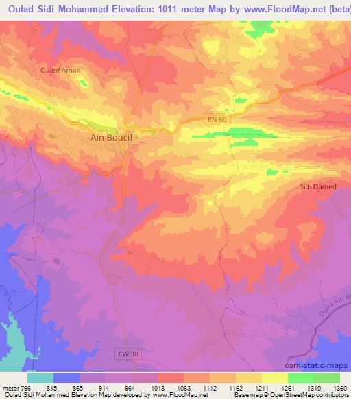 Oulad Sidi Mohammed,Algeria Elevation Map