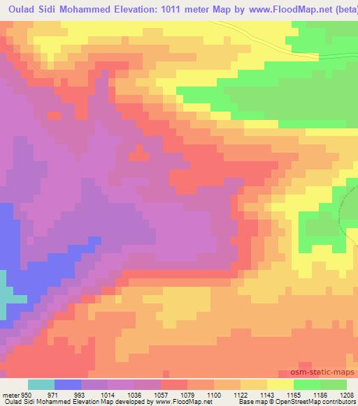 Oulad Sidi Mohammed,Algeria Elevation Map
