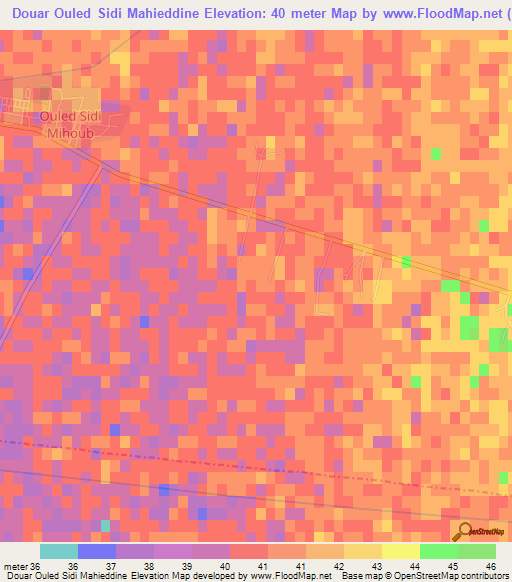 Douar Ouled Sidi Mahieddine,Algeria Elevation Map