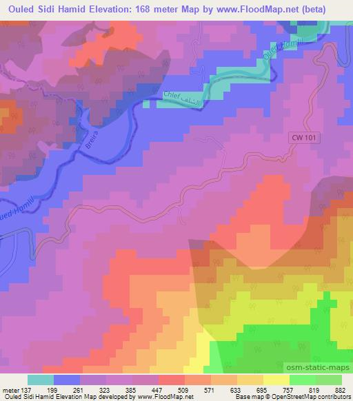 Ouled Sidi Hamid,Algeria Elevation Map