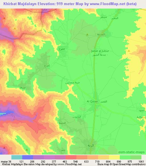 Khirbat Majdalayn,Jordan Elevation Map