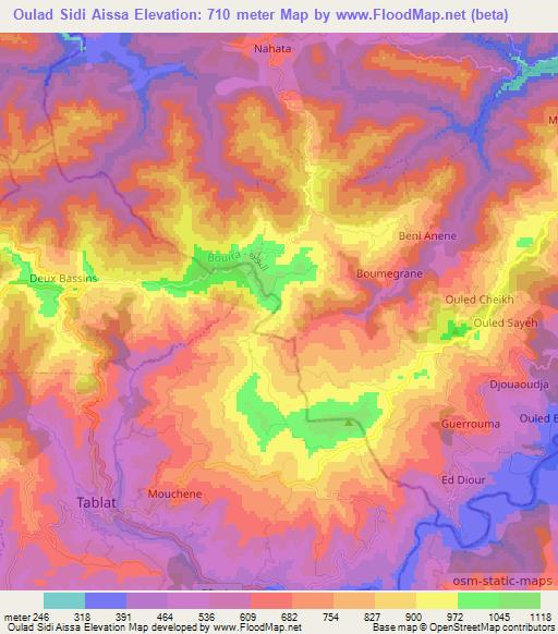 Oulad Sidi Aissa,Algeria Elevation Map