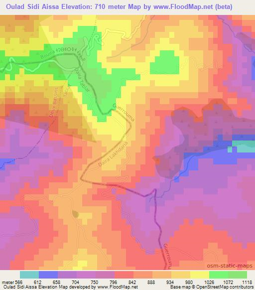 Oulad Sidi Aissa,Algeria Elevation Map