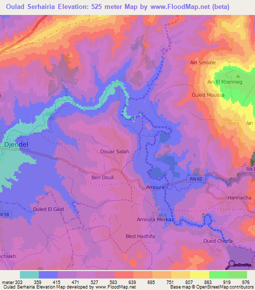 Oulad Serhairia,Algeria Elevation Map