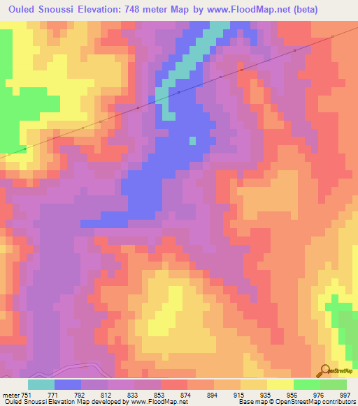 Ouled Snoussi,Algeria Elevation Map