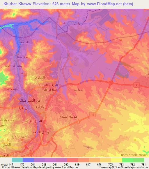 Khirbat Khaww,Jordan Elevation Map