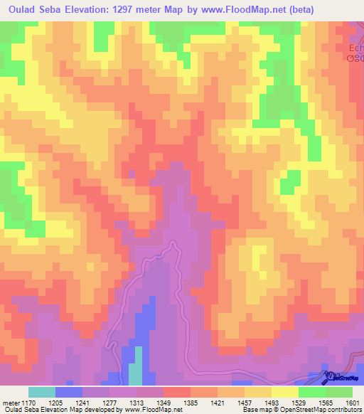 Oulad Seba,Algeria Elevation Map