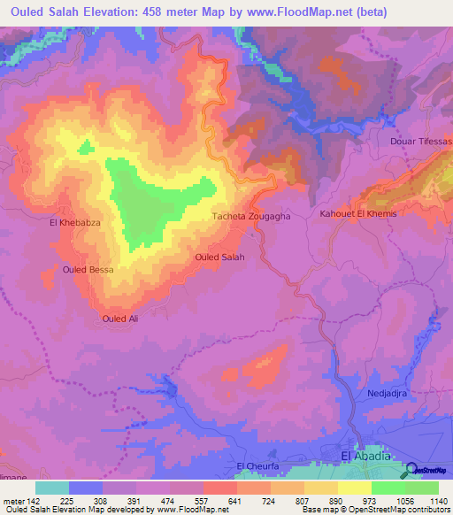 Ouled Salah,Algeria Elevation Map