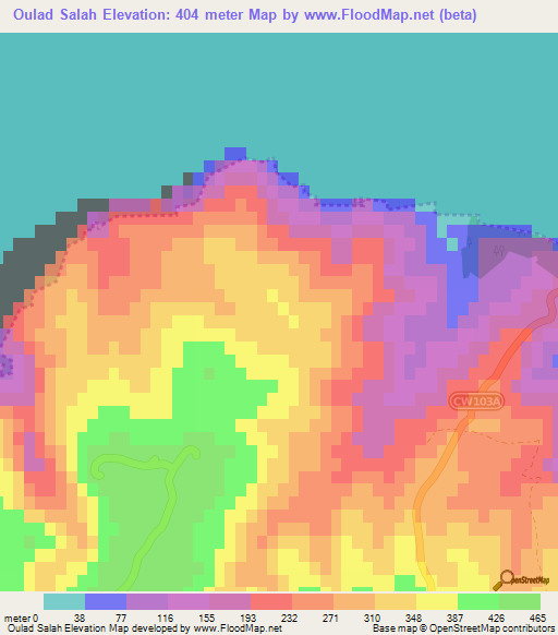 Oulad Salah,Algeria Elevation Map