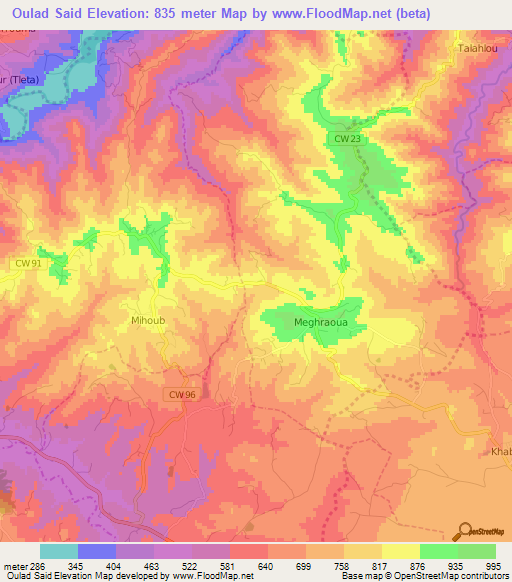 Oulad Said,Algeria Elevation Map