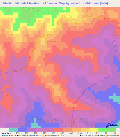 Khirbat Khatlah,Jordan Elevation Map