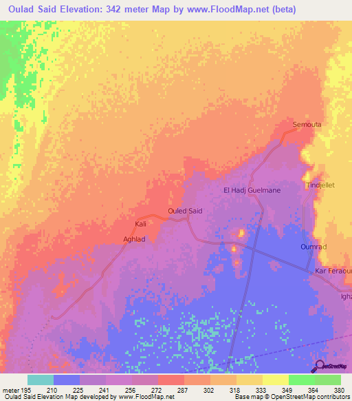 Oulad Said,Algeria Elevation Map