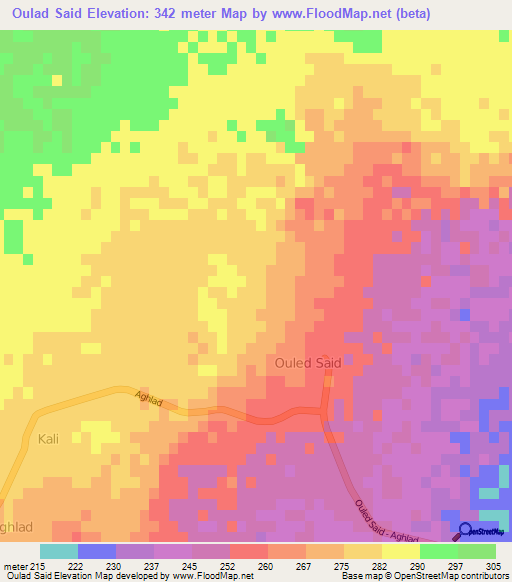 Oulad Said,Algeria Elevation Map