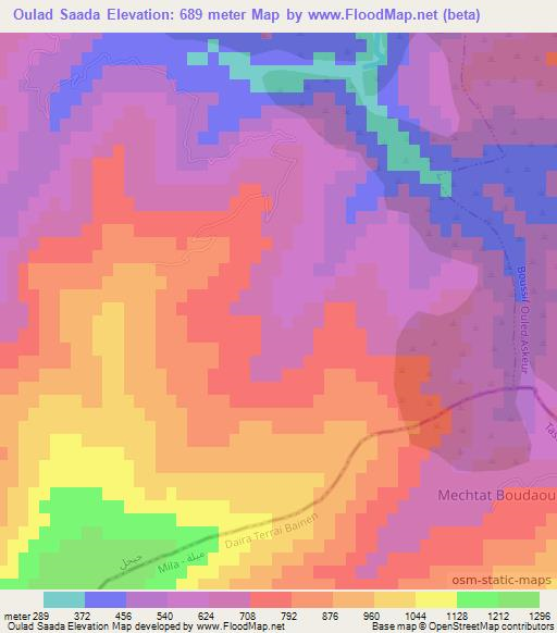 Oulad Saada,Algeria Elevation Map