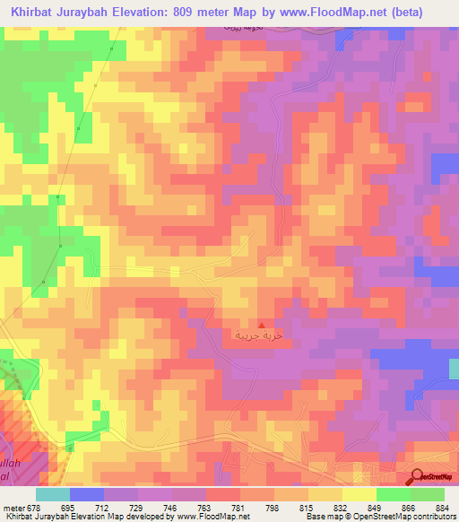 Khirbat Juraybah,Jordan Elevation Map