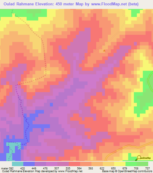 Oulad Rahmane,Algeria Elevation Map