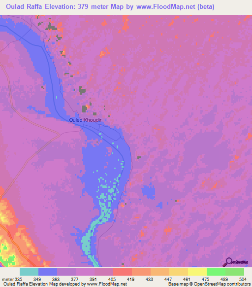 Oulad Raffa,Algeria Elevation Map
