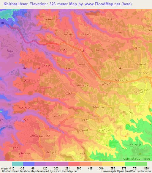 Khirbat Ibsar,Jordan Elevation Map