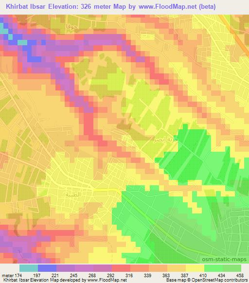 Khirbat Ibsar,Jordan Elevation Map