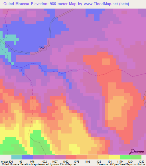 Oulad Moussa,Algeria Elevation Map
