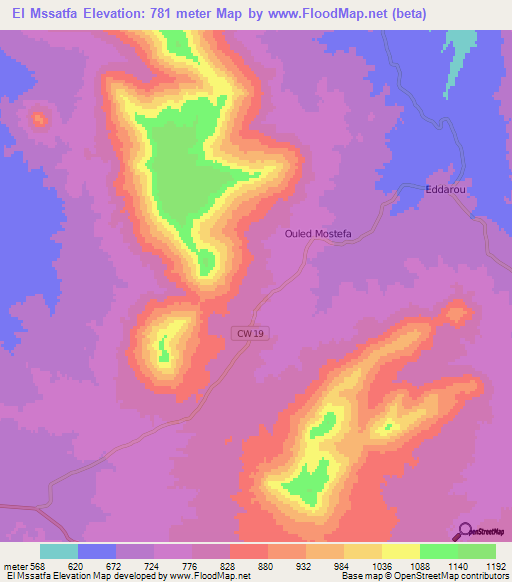 El Mssatfa,Algeria Elevation Map