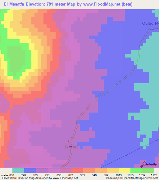 El Mssatfa,Algeria Elevation Map