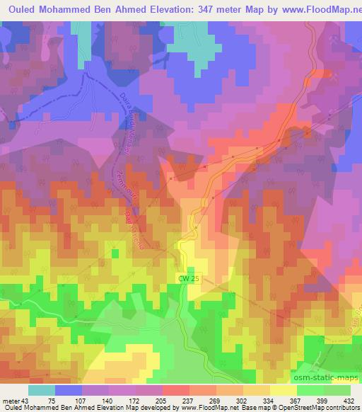 Ouled Mohammed Ben Ahmed,Algeria Elevation Map