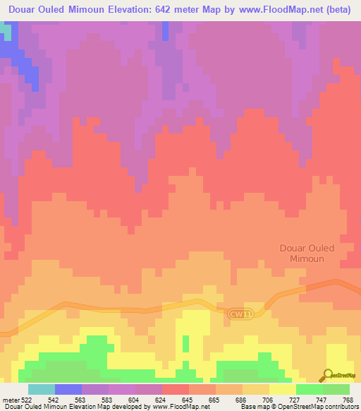 Douar Ouled Mimoun,Algeria Elevation Map