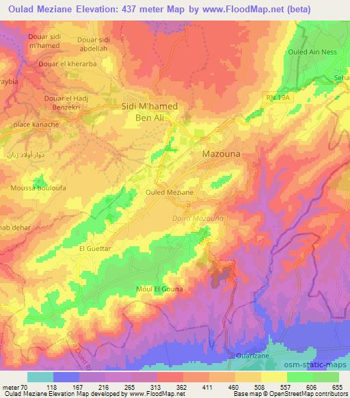 Oulad Meziane,Algeria Elevation Map