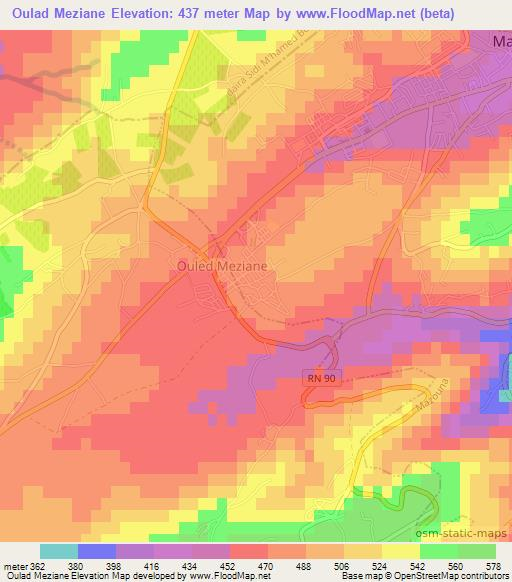 Oulad Meziane,Algeria Elevation Map