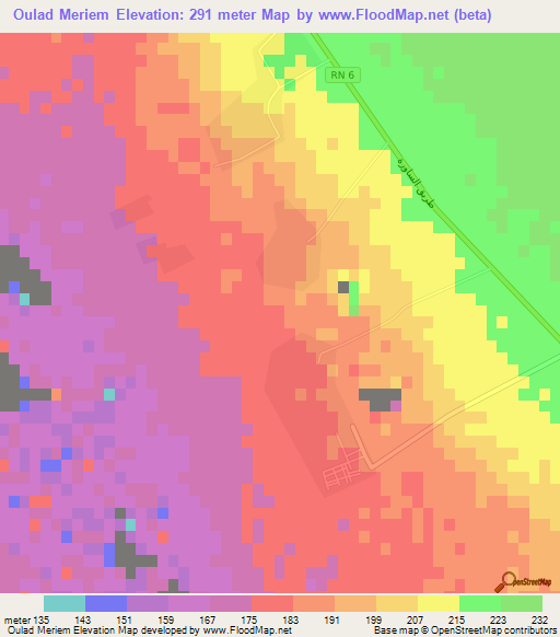 Oulad Meriem,Algeria Elevation Map