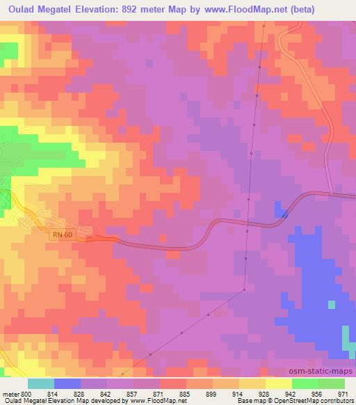 Oulad Megatel,Algeria Elevation Map