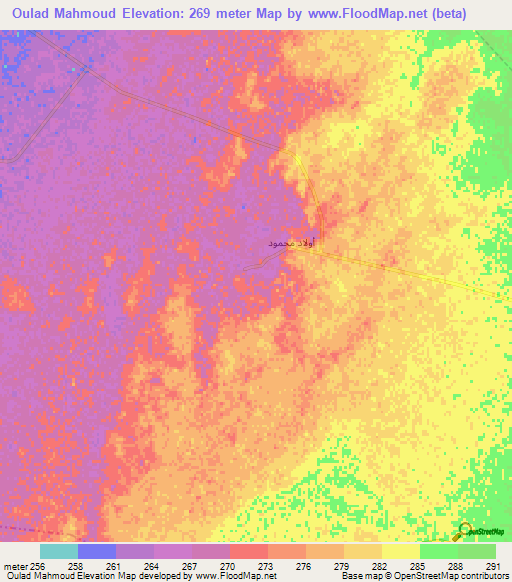 Oulad Mahmoud,Algeria Elevation Map