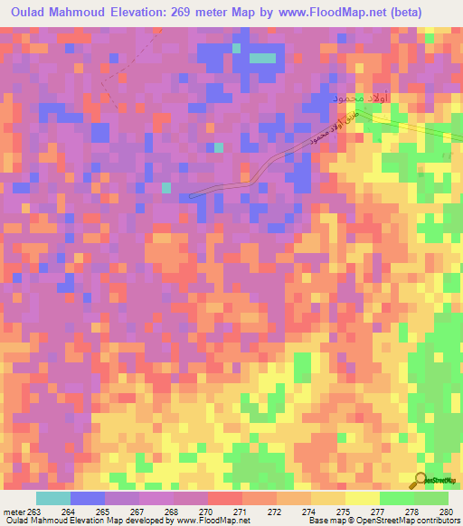 Oulad Mahmoud,Algeria Elevation Map
