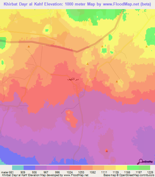 Khirbat Dayr al Kahf,Jordan Elevation Map