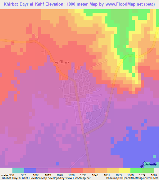 Khirbat Dayr al Kahf,Jordan Elevation Map