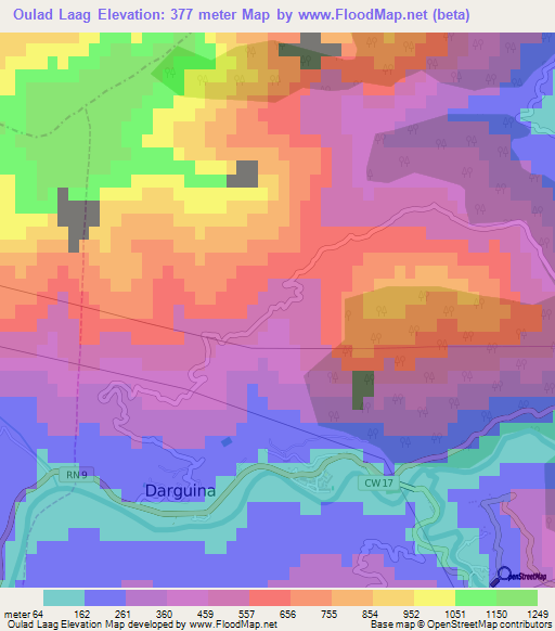 Oulad Laag,Algeria Elevation Map