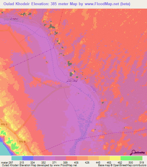Oulad Khodeir,Algeria Elevation Map