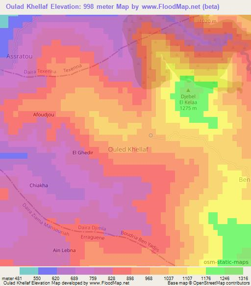 Oulad Khellaf,Algeria Elevation Map