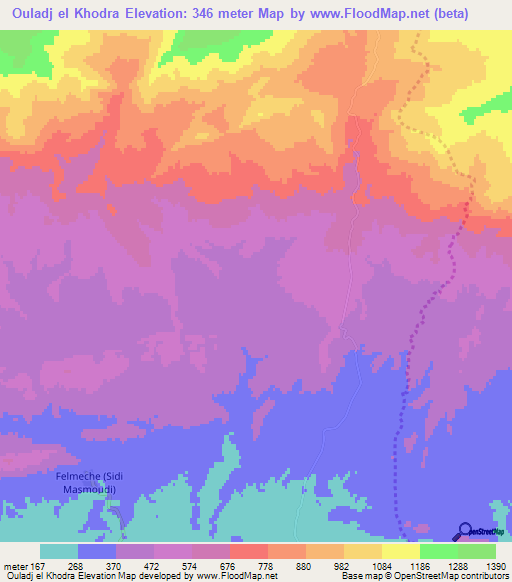 Ouladj el Khodra,Algeria Elevation Map