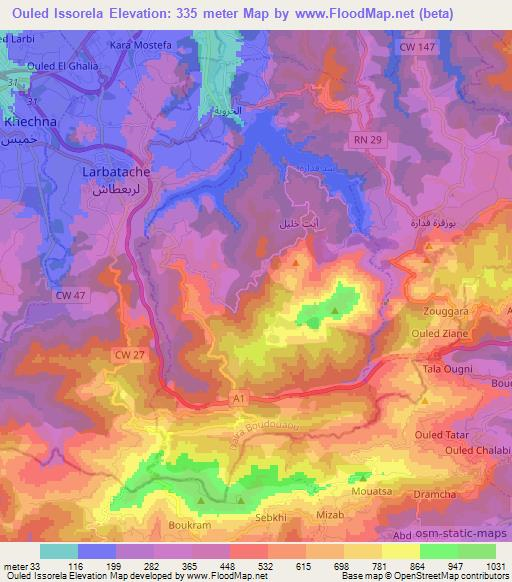 Ouled Issorela,Algeria Elevation Map